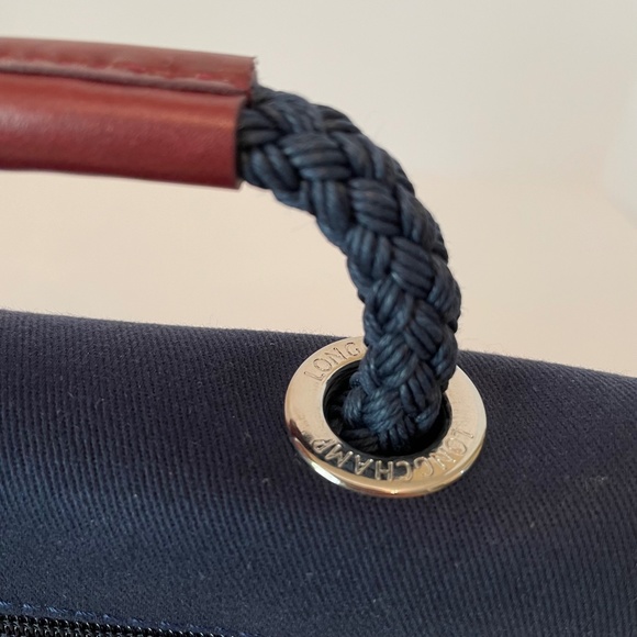 NEW Longchamp Canvas Clutch "Club" Blue- Made in France- Hand Bag - Picture 9 of 12